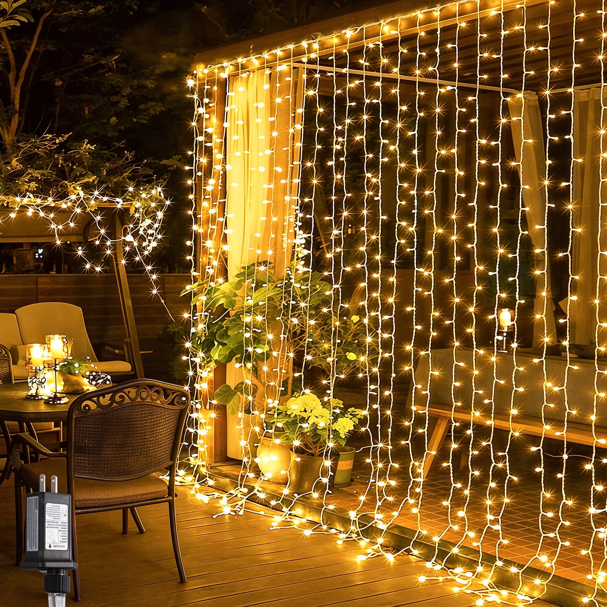 300-LED Curtain Fairy Lights - Plug-In Playful String Lights, Whimsical Room Decor, Room Decor for Bedroom Window, Indoor-Outdoor Event Lighting (Warm White/Multi-Colored)