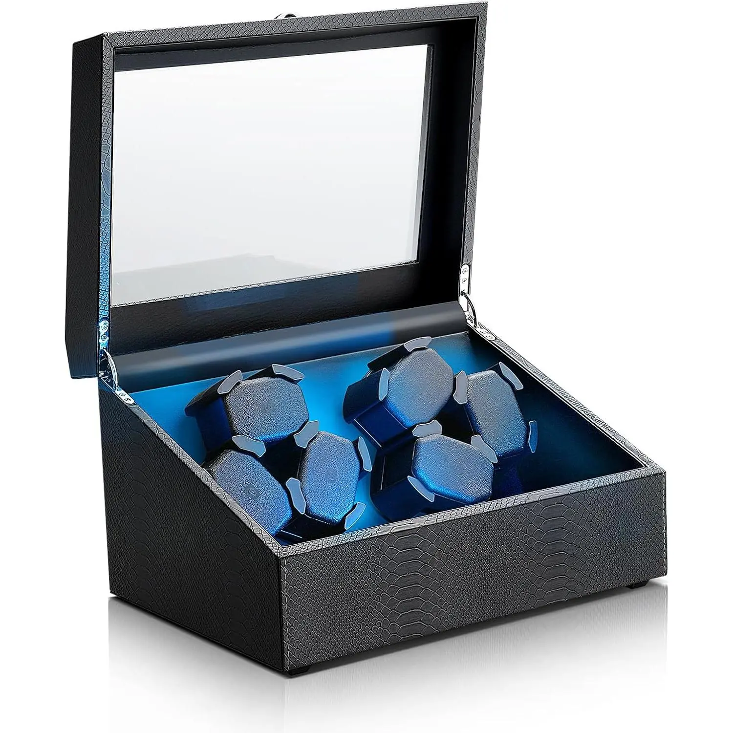 Watch Winder for Automatic Watches,Ultra Quiet ,4 Automatic Watches and 6 Extra Watch Storage Spaces, PU Leather Crocodile Styling