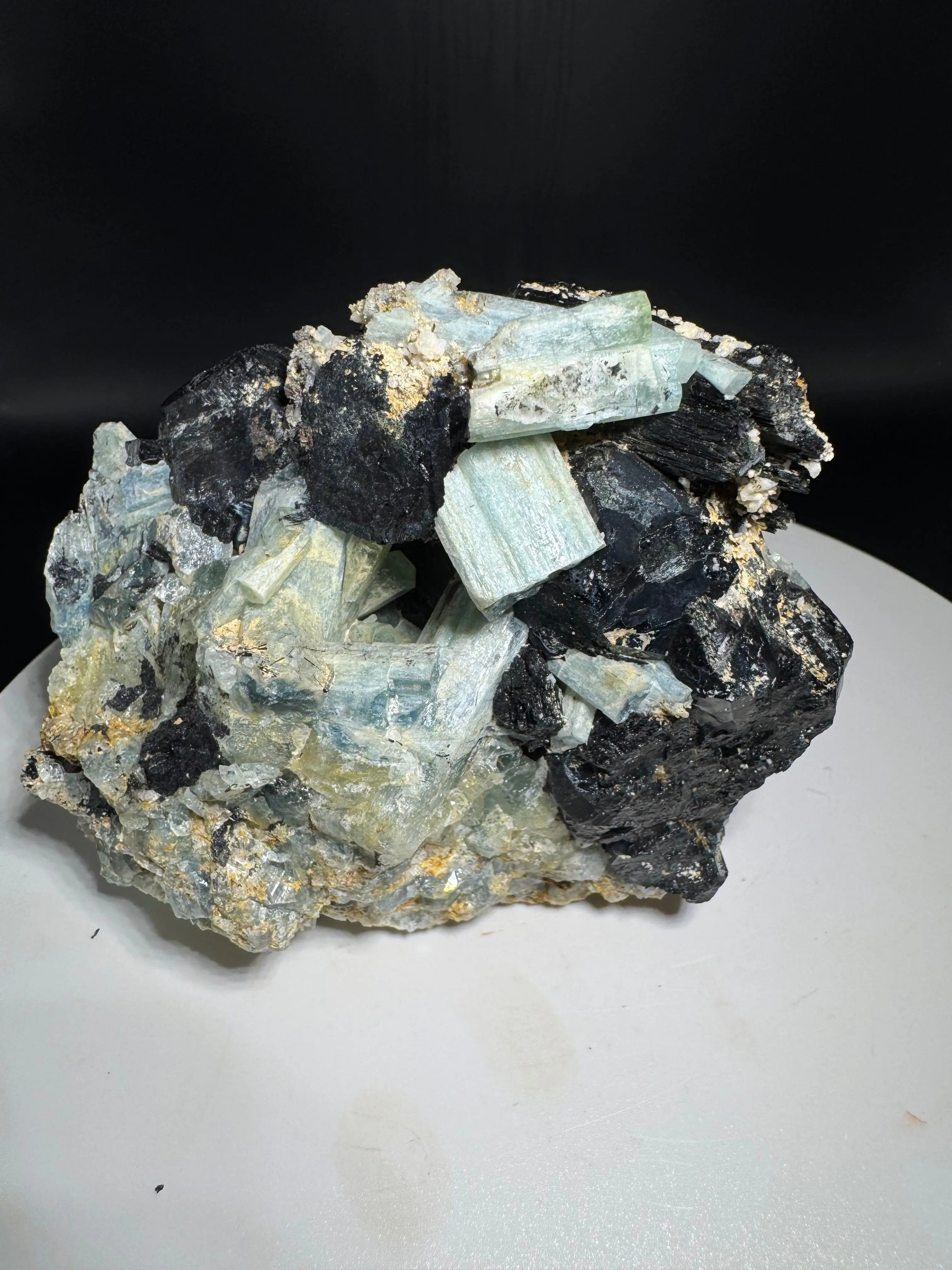 742g Natural Aquamarine Tourmaline Cluster Mineral Specimen Namibia