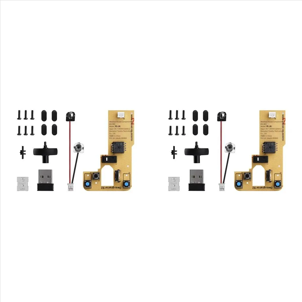 2PCS DIY Functional Tech Gadgets Wireless Mouse Component Kit - 3D Printing Plastic Assembly Parts Model 002, 2.4G USB Receiver, Optical Sensor Computer Hardware Accessories for Bamboo Lab