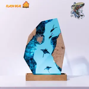 Handmade SCUBA Diver Resin Sculpture – Unique Hexagon Epoxy Art, Deep-Sea Diver Collectible, Nautical Desk Display, Gift for Ocean Lovers
