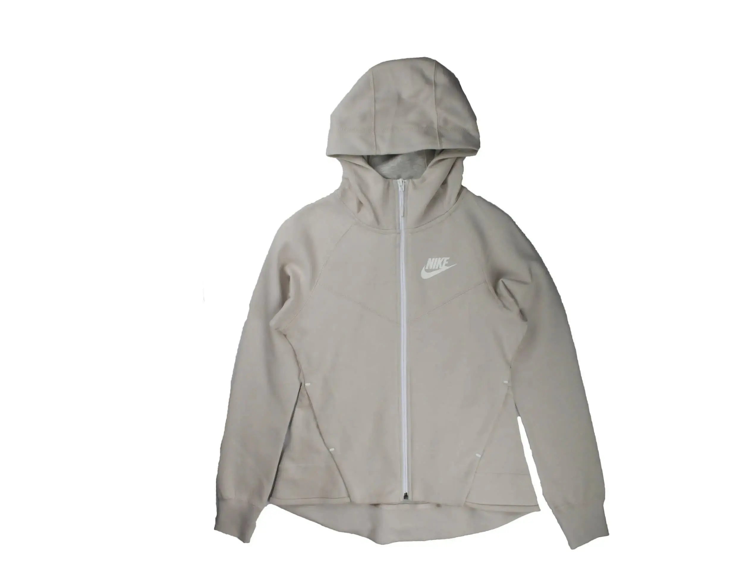 Nike Sportswear Tech Fleece Windrunner Hoodie in Desert Sand/White Cotton | Women's