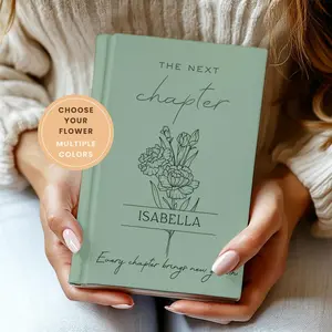 Personalized College Graduate Gift: The Next Chapter Journal, Custom Name Flower Notebook, University Gift, Class of 2026 Keepsake