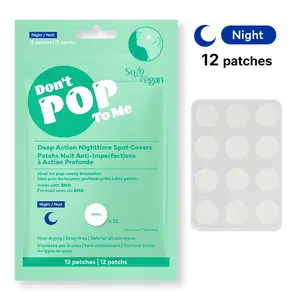 SoloVegan Overnight Pimple Patches (12ct Single Item Pack) - BHA, Salicylic Acid Anti-Acne Blemish Treatment, Redness-Reducing Moisturizer, Deep-Action Skin Repair Spot Covers for Overnight Acne Care