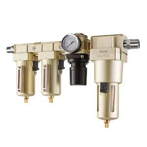 summervibes VEVOR Air Compressor Filter Regulator Combo, 1/2 NPT 3-Stage 25m 5m 0.3m Compressed Air Drying System with Micron Filters Oil-Water Separator, Semi-Auto Drain, 175PSI Max Working Pressure, 175 Psi