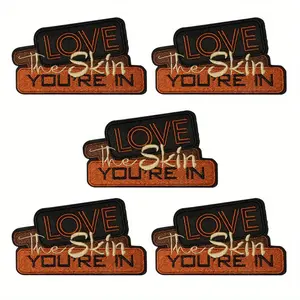 Love the Skin You're In Letter Embroidered Iron-On Patches Set of 5 Retro Casual Motivational Stickers for Clothes Backpacks Hats DIY Fashion Decoration