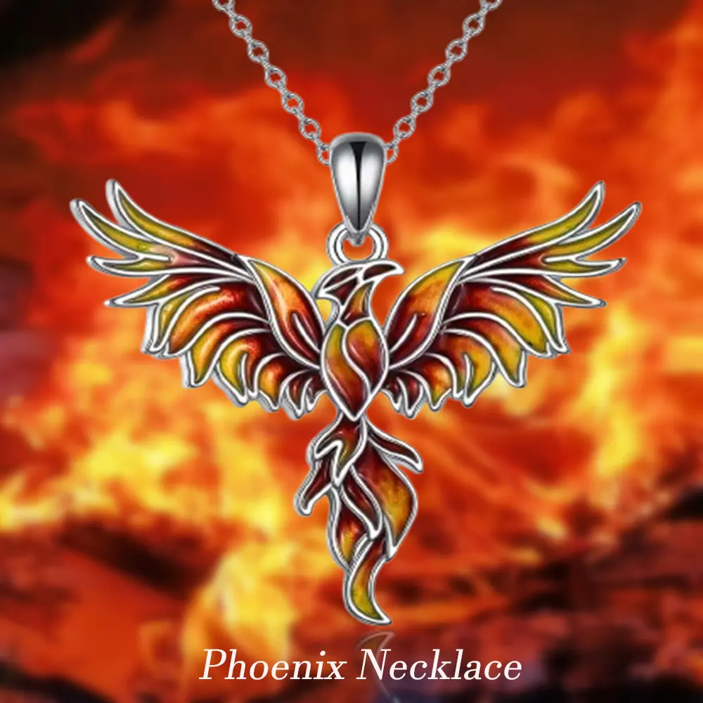 Unisex Phoenix Pendant Necklace with Gradient Flame, Hypoallergenic Stainless Steel Chain for Daily Boho & Streetwear Style, Animal Motif Necklaces, Unisex Jewelry, Stainless Steel Jewelry, Anniversary, Birthday