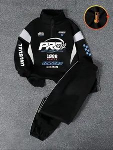 Men's Casual Sports Set, Track Suits, Half-Zip Stand Collar Pullover Sweatshirt & Long Pants, Unisex Running for Fitness & Outdoor Activities