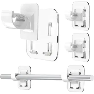 Detachable Adhesive 40LB Curtain Rod Holder, No Drilling Renter Friendly Hooks, No Damage Curtain Brackets for Hanging Drapes Blinds in Apartment Farmhouse Classroom RV Bedroom