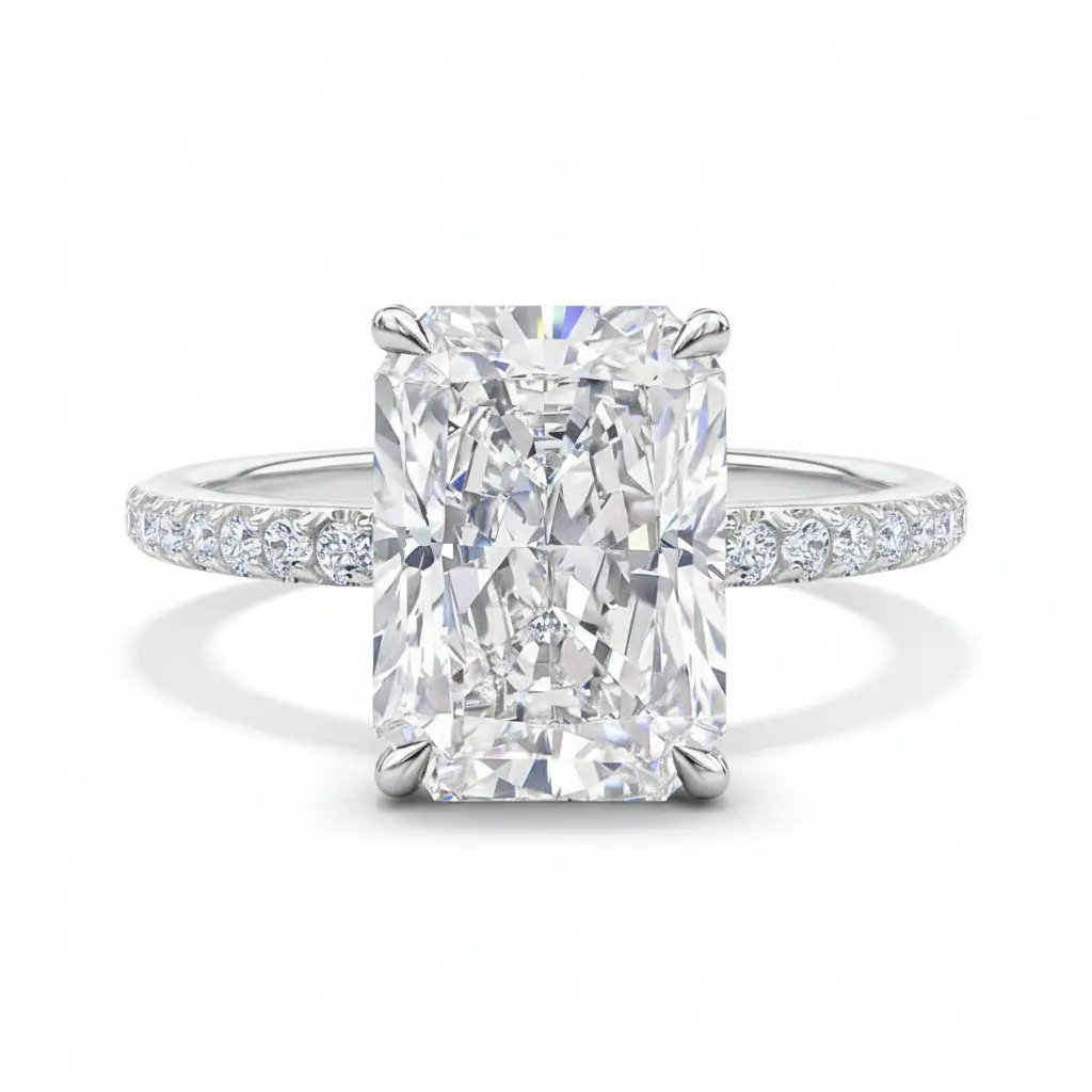 Dazzling VVS1 Moissanite Ring – Rare Radiant Cut, 925 Silver Women's Ring with Maximum Brilliance sterling jewelry