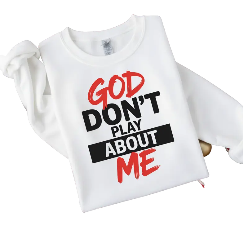 RED AND BLACK GOD DONT PLAY ABOUT ME DTF FILM Durable Apparel