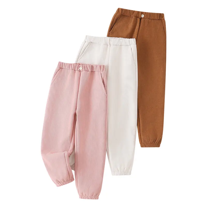 3-piece girls' autumn and winter fashion cute simple pants children's casual button design new beautiful pants Joker girls' pants