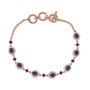 Royal Lavender Spinel and Multi Gemstone 5.10 ctw Toggle Grace Bracelet in 18K Vermeil Rose Gold Over Sterling Silver 6.508.0In Christmas Gifts