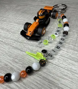 Lando Norris Mini Car Keychain - Gold or Silver Options - Customizable Design - Perfect for Fans