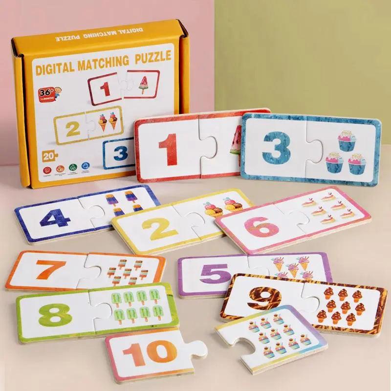 Color Box Set 1-10 Number Matching Game, Fun Educational Toy with Wooden Pieces, Table Math Games, Math Learning Tools, Ideal Gift for Preschoolers
