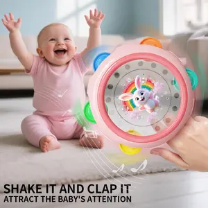 Vibrating Hand Drum Toy Rattle Maracas Play for Ages 0-3, Perfect Grip Development and Soothing Sound, Ideal Halloween or Christmas Gift, Available in 3 Colors