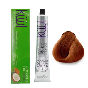 Coconut Oil Hair Color Cream 7.44 Intense Copper Blonde with UV Filter & Collagen, Semi-permanent Hair Dye 3.04 oz Gray Coverage