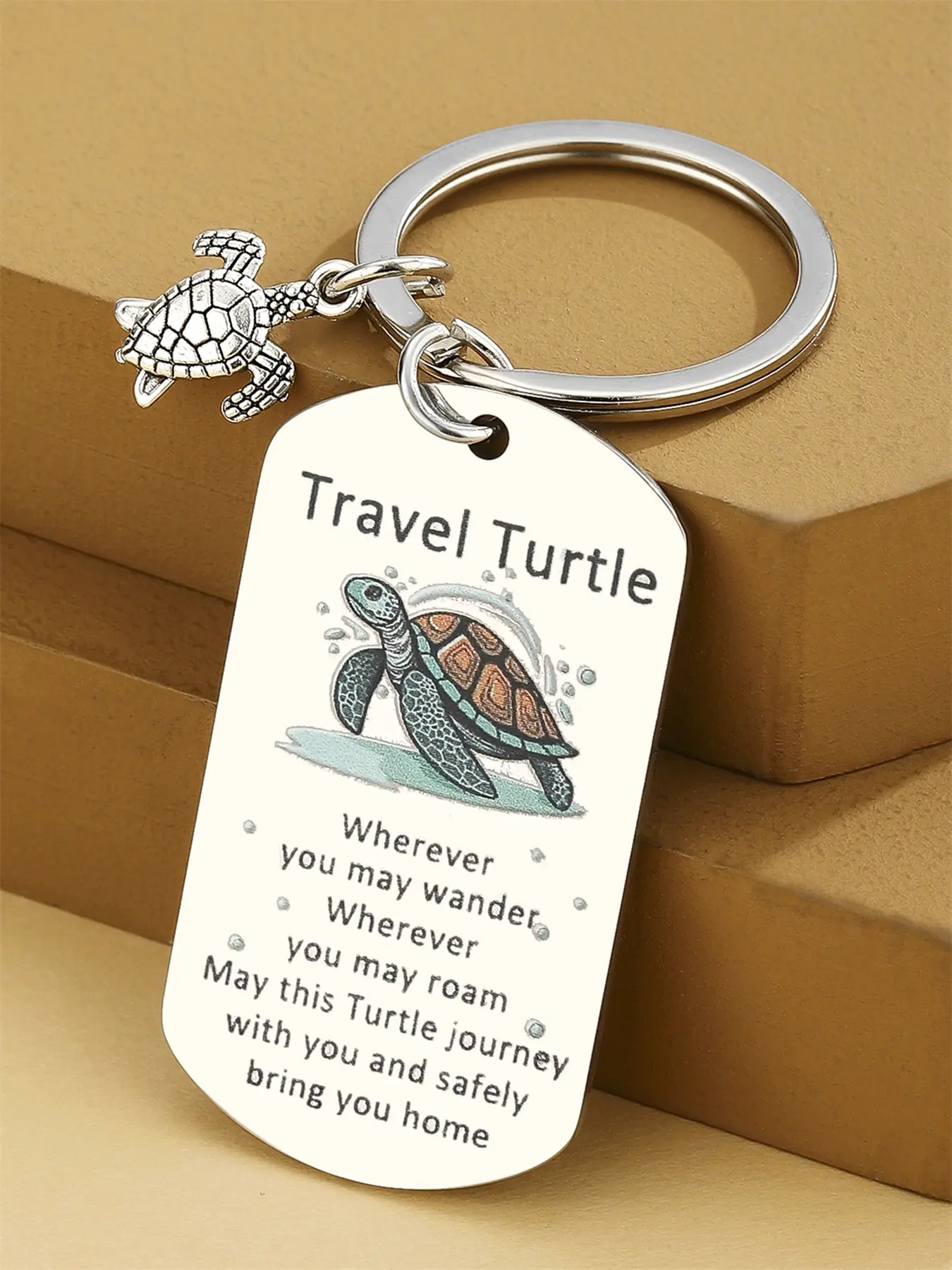 Sea Turtle Stainless Steel Keychain for Women & Men, Cute Travel Gift Idea, Perfect for Birthdays & Christmas, Unique Ocean Theme Accessory, Lightweight Keychain