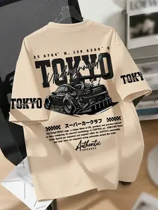 Men's Y2K Graphic Oversized T-Shirt | Breathable Polyester, "Tokyo Underground Super Car Club" JDM Print, Trendy Streetwear, Casual & Automotive Fashion, Ideal for Daily Wear, Urban Outings & Street Style