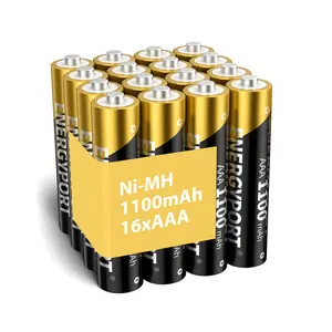 ENERGYPORT 16Pack Rechargeable AAA Batteries ,Pre-Charged 1100mAh NiMH aaa Battery, 1.2V Triple A , High Capacity 3A Batteries for Solar Light Toy Remote