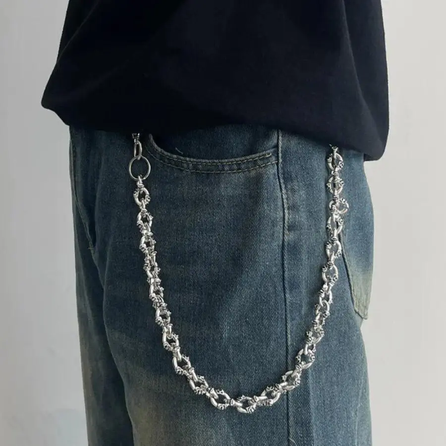 2026new Men’s Punk Hip Hop Jeans Chain Keychain – Five-Pointed Star & Spider CCB Bead Decoration Trendy Jewelry for Pants & Streetwear Fashion Statement