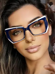 Reading Glasses with Metal Hinge - Minimalist Color Block Design, Fashion Presbyopic Eyewear +1.0 to +4.0, Reading Eyeglasses
