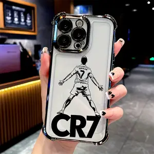 Football Star Cr7 Ronaldo Back Phone Case for iPhone 16 15 14 13 12 11 Pro Max X XR XS Max 8 7 Plus, Anti-Drop Transparent Soft Cover