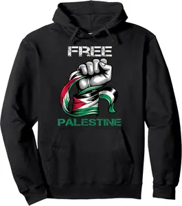 I Love Free Palestine Flag Save Gaza Strip Palestinian Unisex Pullover Hoodie, Full Color