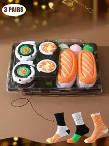 Trendy Gift Socks Set, Spring Summer New Unisex Sushi Design Boxed, Long Warm Soft Comfort, Birthday Valentine Easter Party Gifts, Soft Comfy Socks, Casual Stylish Socks, Socks Men