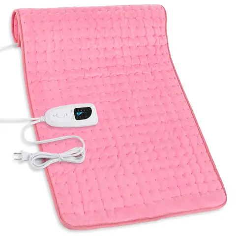 Flannel Braid Fabric Skin-Friendly Fast Warm-Up Heating Pad, Self Care Gadget with 6 Temp Levels, 4 Time Settings, Portable, Machine Washable, Sofa-Long Cord (75" Sofa Reach), 33x17in/24x12in Sizes, Targets Back/Neck/Shoulders, Christmas Gift for Adults
