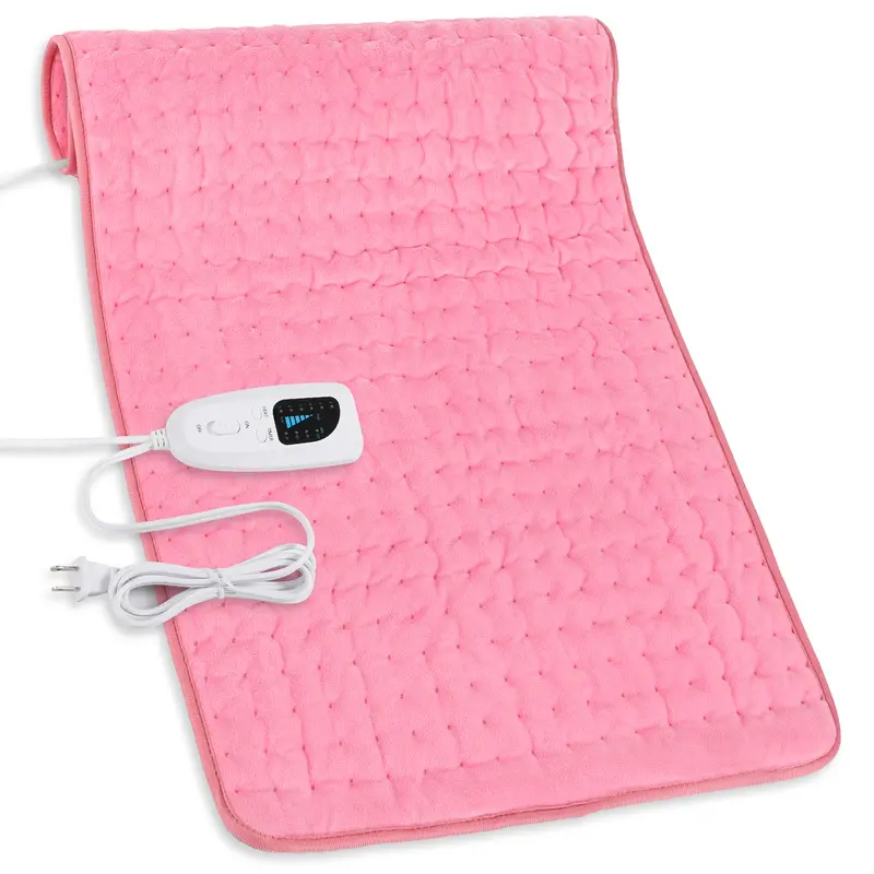 Flannel Braid Fabric Skin-Friendly Fast Warm-Up Heating Pad, Self Care Gadget with 6 Temp Levels, 4 Time Settings, Portable, Machine Washable, Sofa-Long Cord (75" Sofa Reach), 33x17in/24x12in Sizes, Targets Back/Neck/Shoulders, Christmas Gift for Adults