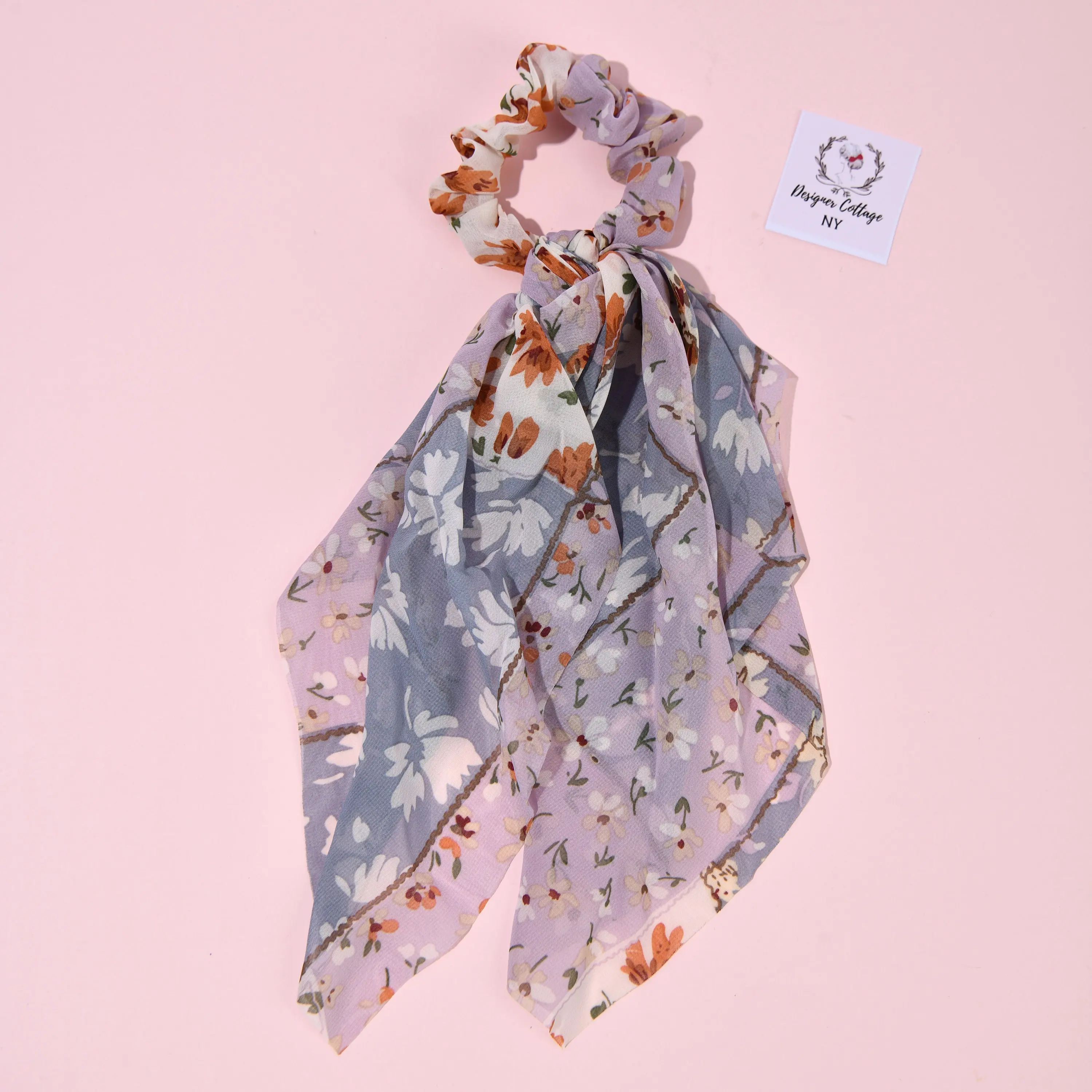 Boho Print Hair Scarf Scrunchie - Soft Chiffon Hair Accessory with Attached Bow, Gift for Women, Ideal for Bridesmaid Gifts