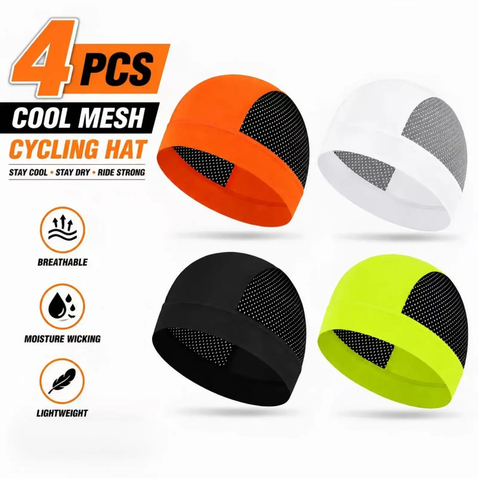 Unisex Mesh Skull Cap Helmet Liner Hat - Ultra-Thin, Sweat-Wicking, Breathable, Antislip, Quick-Drying Cool Outdoor Headwear, 1-Size Black Mesh Cooling Hat, Cool Hat, Lightweight Breathable Headwear