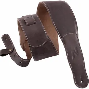 3-Inch Guitar Strap, Full Grain Leather with  Padding and  Organizer Loop for , Men and Women for Acoustic, Bass and Electric Guitar(Dark Brown)