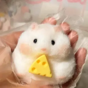 2025 NEW ! Cat Squishy Squeeze Toys, Cat Paws Squishy Toys, Stress Relief Squishies for Kids Party Favors, Pinch Family Squishy Toys, Fidget Toys Squishy Suitable Adults Kids (White Hamster)