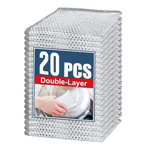 20 Pieces of Multi-purpose Wire Dishwashing Rags, Wet and Dry Metal Cleaning Cloths,Scratch-Resistant Steel Mesh Cloths, Odorless  Reusable Room Gift Household  Hand Pot Towels Light kitchen surface supply tool  scrub