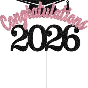 Graduation Cake Decoration Class of 2026, Grad Party Decorations High School College University, Blue Glitter, Glittering Finish, Ornaments