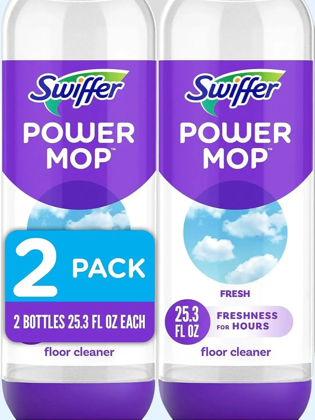 PowerMop Liquid Floor Cleaner Refill, Fresh Scent, Multi-Surface & Wood Floor Cleaning Solution, 2 Refill Bottles