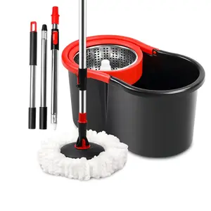 Spin Mop and Bucket Set with 3pcs Microfiber Replacement Mop Heads, Household Item for Home Cleaning