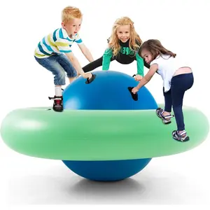 Costzon Durable Giant Inflatable Dome Rocker Bouncer, 88'' Kids Rock-and-Roll Teeter-Totter Seesaw with 6 Handles & Climbing Bridge, Blow-Up Rocking Ball Playground Toy for Outdoor Play, Indoor Game Gift (Pump Not Included), Toys