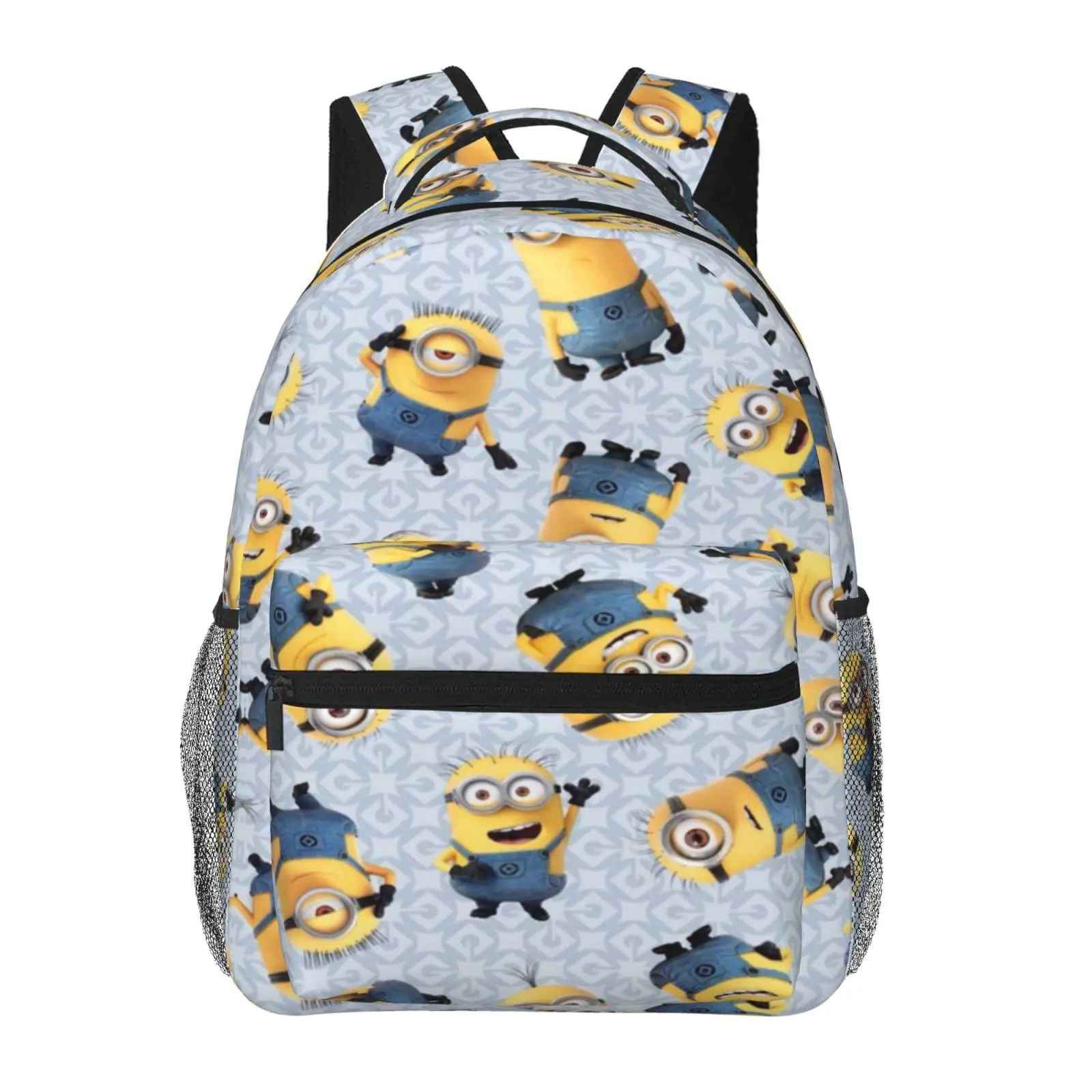 Kids’ Minions backpacks for school—large-capacity all-over print Minions laptop daypacks for daily campus use; durable, lightweight Minions school bags for teens and students
