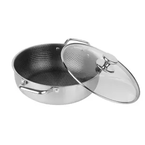 1 PC Stainless Steel Stir-Fry Wok, Non-Stick Honeycomb Design, Suitable for Gas and Induction Cooktops, High-Quality Home Kitchen Utensil, Durable Cookware, a great helper for cooking, Nonstick Frying Pan, Nonstick Woks