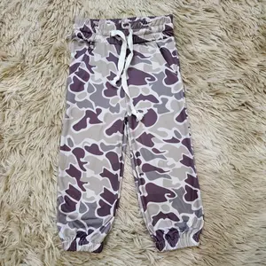 Camouflage elastic waist pockets hunting jogger kids boys pants