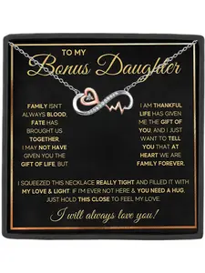 Mother's Day Gift To My Bonus Daughter Heartbeat Heart Design Necklace Pendant Gift Box Step Daughter Birthday Christmas Gifts Birthday Gift Jewelry