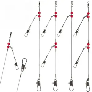 4PCS Stainless Steel Fishing Leader with Swivel Snap Rig, Heavy Duty Wire for Saltwater Freshwater, Anti-Tangle Casting Trolling