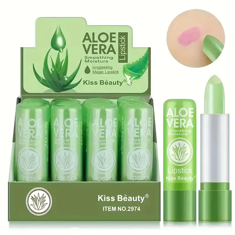 12pcs Aloe Vera Tinted Lip Balm, Thermochromic Jelly Lipstick, Replenishing Matte Finish, Hydrating Lip Care, Hydrating Lip Treatment, Plant-Based Squalane, Berry Toned, Lip Care Routine, for All Skin Types, Adult Age Range, Lip Care Products