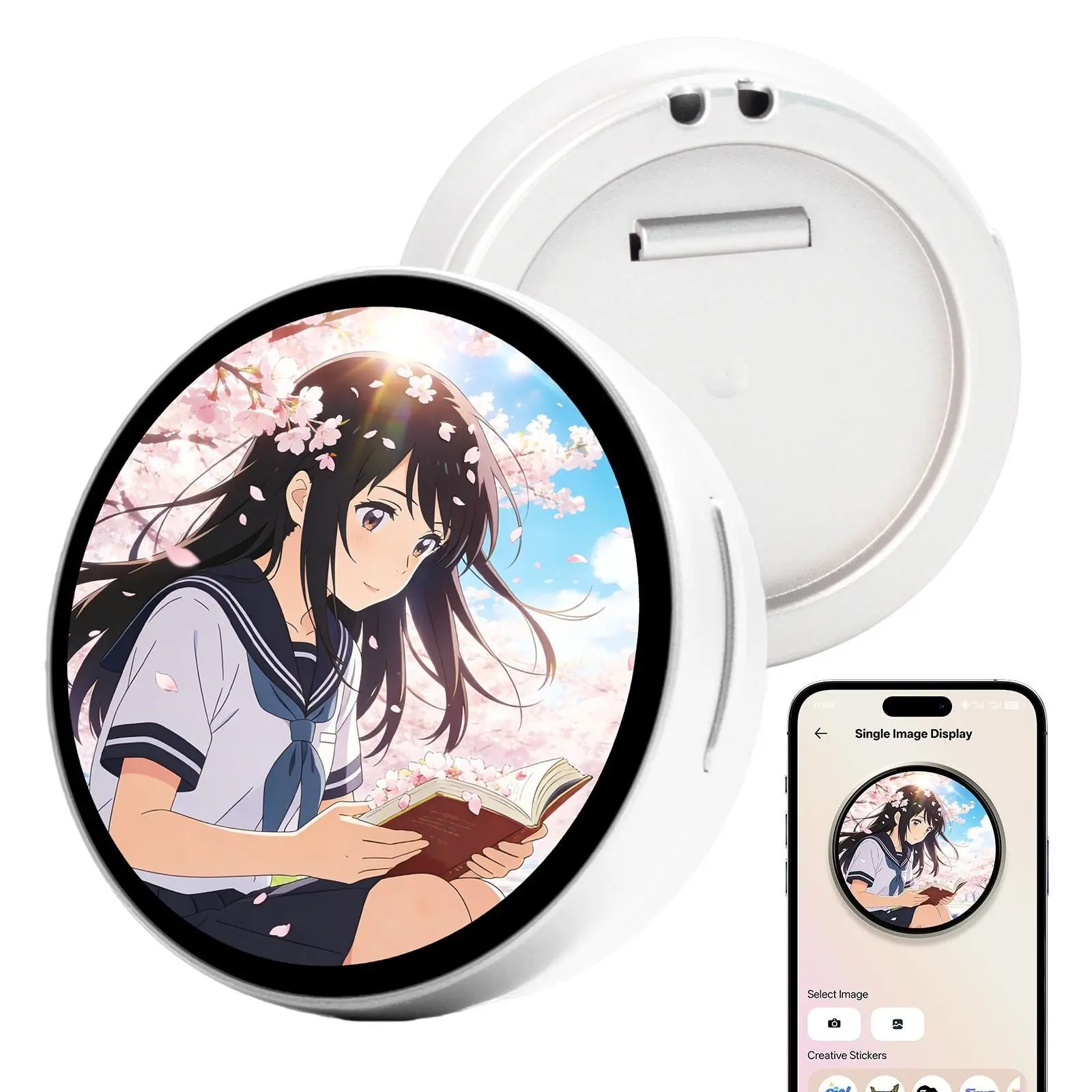 Custom Pattern Video Electronic Badge, Bluetooth-compatible Custom Digital Pin, Rechargeable Rolling Info Name Tag, Party, Concert, Role Play