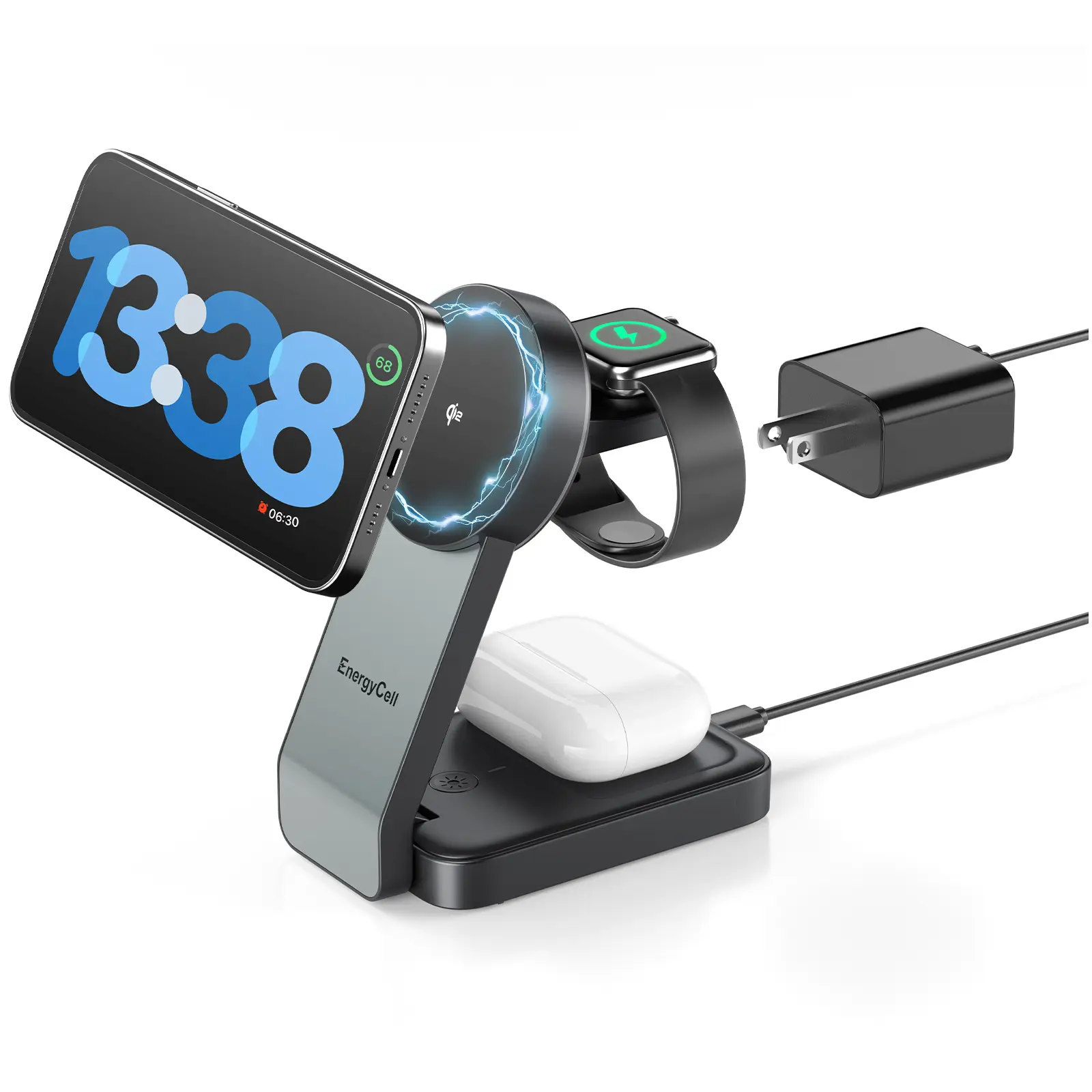 ️15W Fast Charge 3-in-1 Magnetic Station for iPhone 16/15/14, Apple Watch & AirPods  Qi2 Compatible Wireless Charger