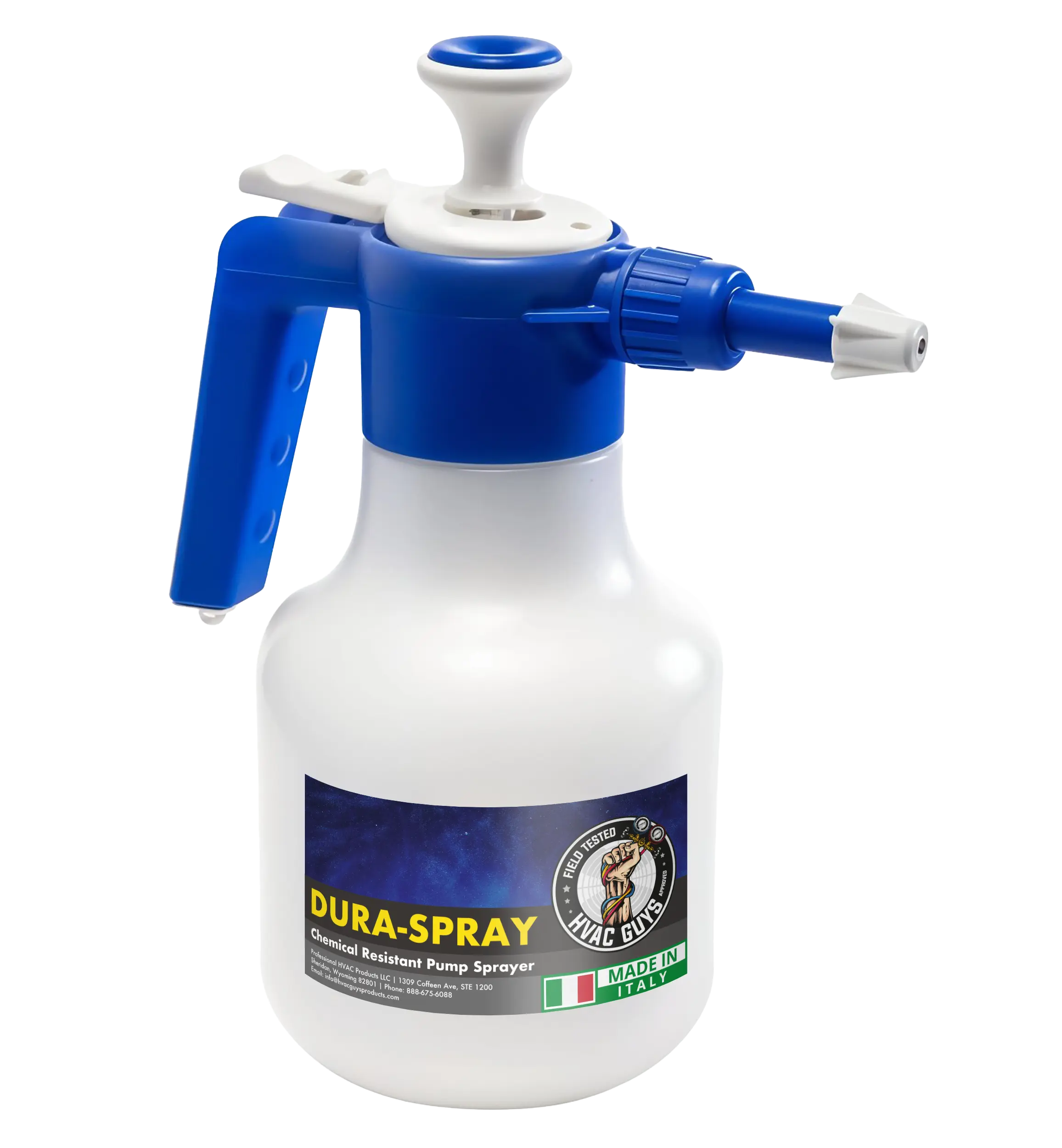 Leak Saver Dura-Spray Pressurized Pump Sprayer | HVAC Coil Cleaning Sprayer | 360° Spray Angle, EPDM Seals, Commercial Grade, Made in Italy