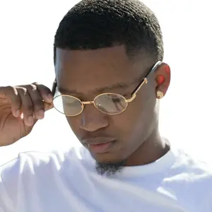 Men's Hip Hop Vintage Gold Frame Clear Lens Wood Glasses